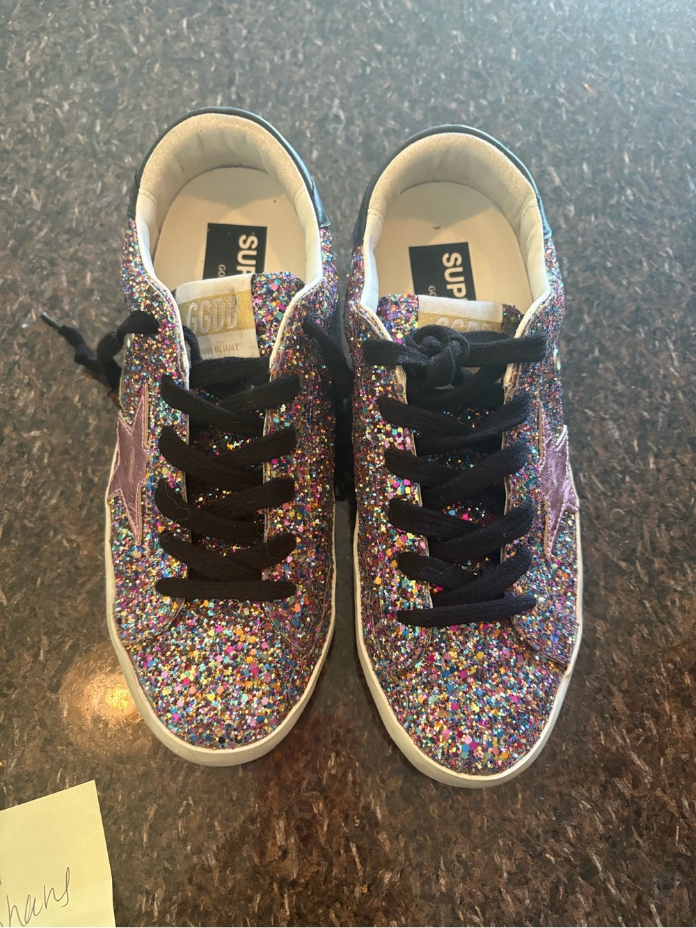 Golden Goose Multicolor Glitter Sneakers with Pink Star - Picture 2 of 5